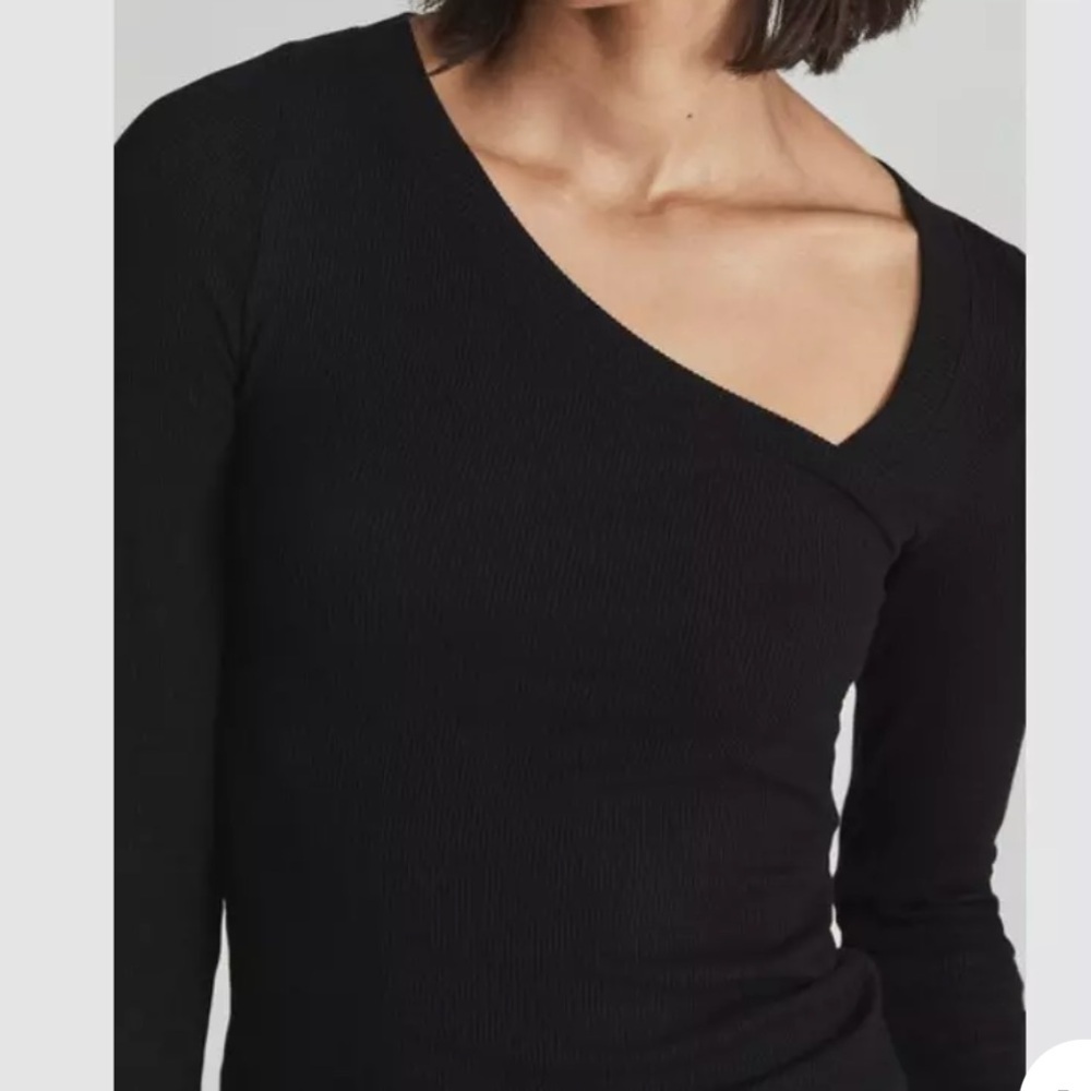 REISS Carly Asymmetric Neck Jersey Long Sleeve - Picture 5 of 11